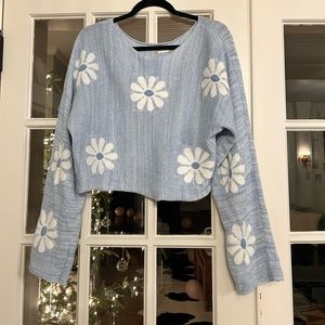 cropped altard state blue sweater size L